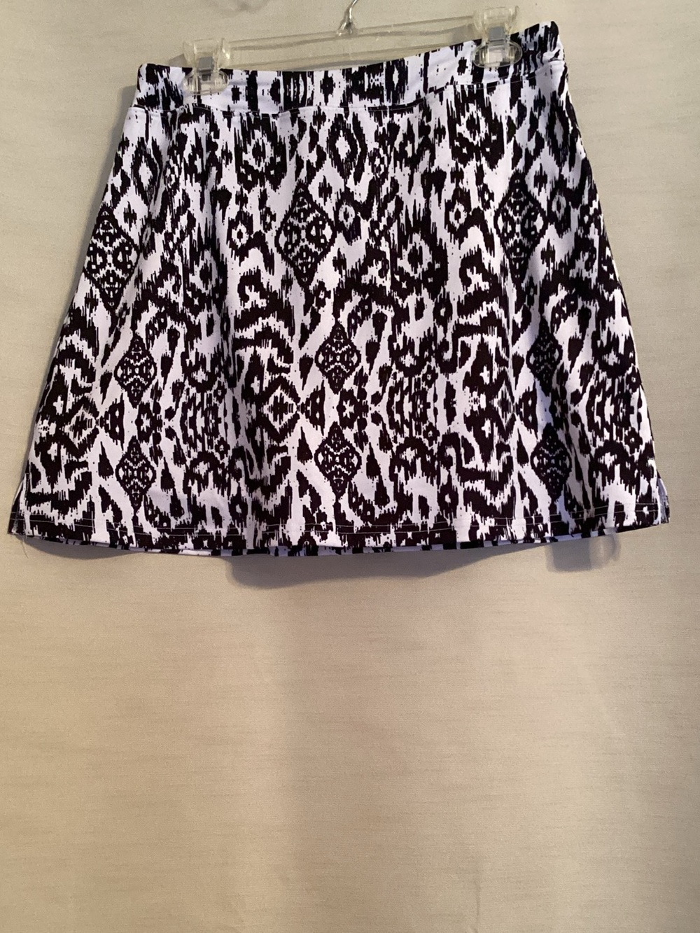 Ikat-Print Circle Skirt in Black and White